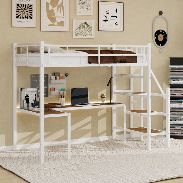 Loft Bed With L-Shaped Desk, Large Storage Space