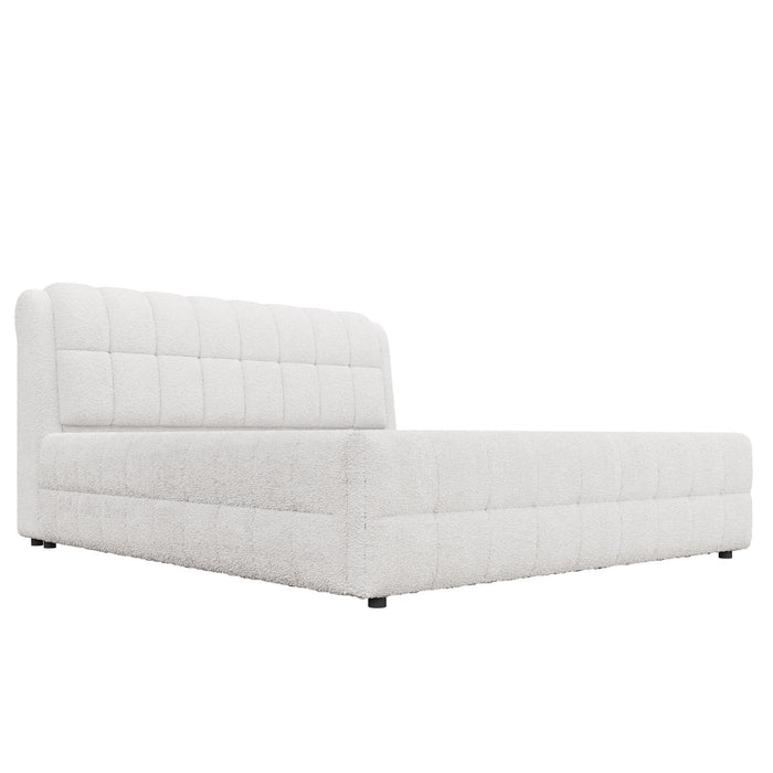 Upholstered Platform Bed With Stitching Details