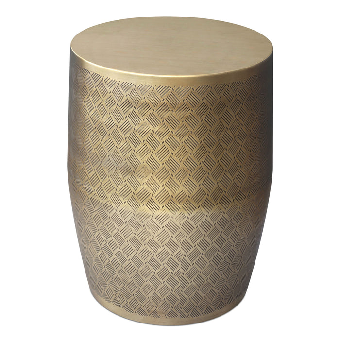 Johnsen - Cross Hatch Pattern Accent Table - Antique Gold