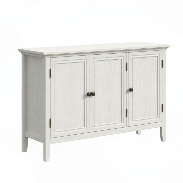 3 Door Buffet Cabinet With Adjustable Shelves - Matte White / Grayish