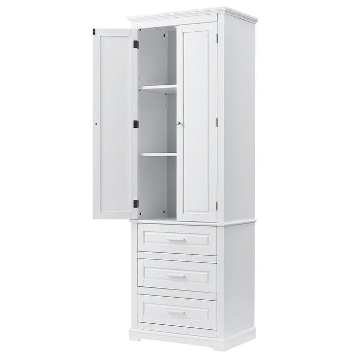 Tall Storage Cabinet With 3 Drawers For Bathroom