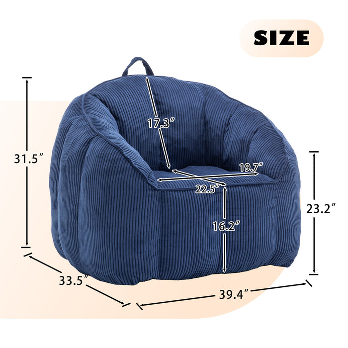 Giant Bean Bag Chair Sofa For Living Room - Dark Blue