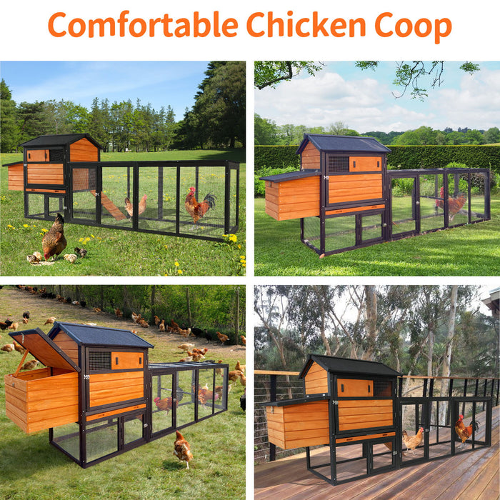 Large Outdoor Hen House With Run And Nesting Box Poultry Cage