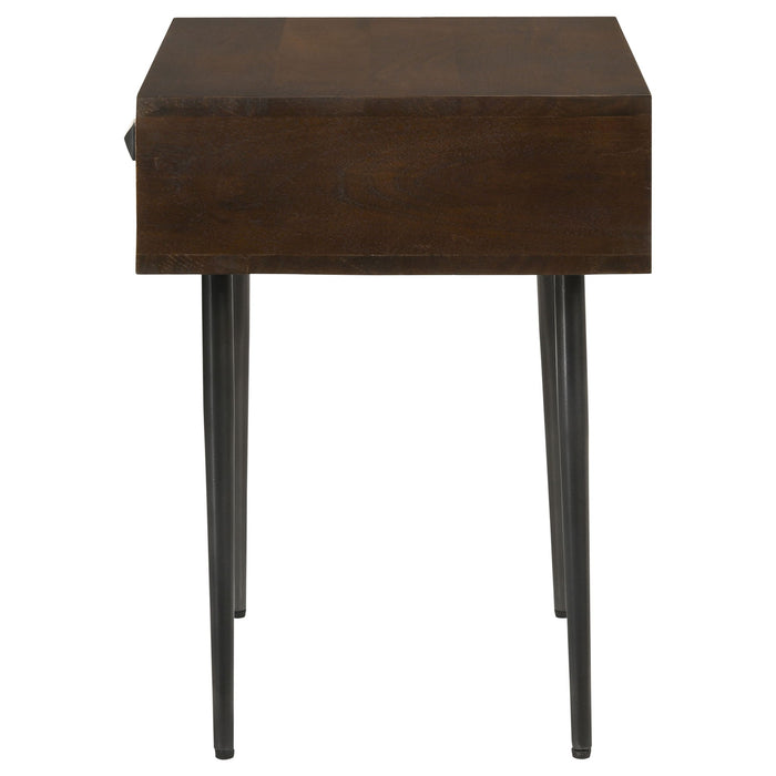 Gibson - Coffee 1 Drawer Rectangular Side Table With Angled Legs - Coffee