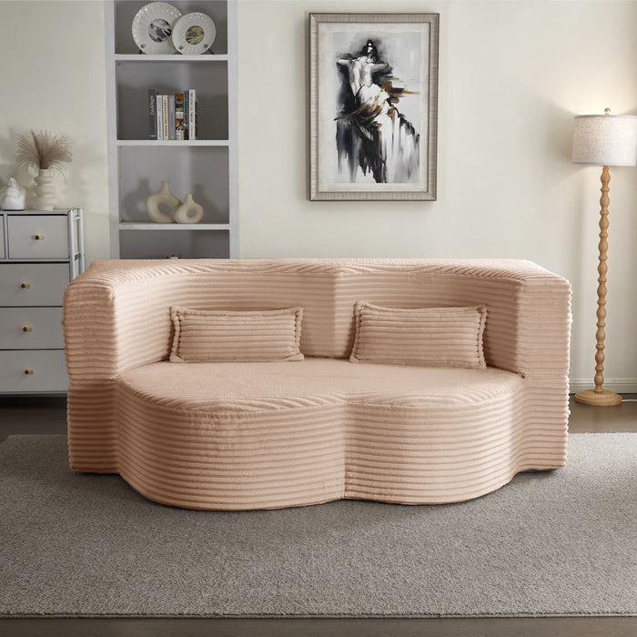 Floor Convertible Sleeper Sofa Bed With 2 Pillows