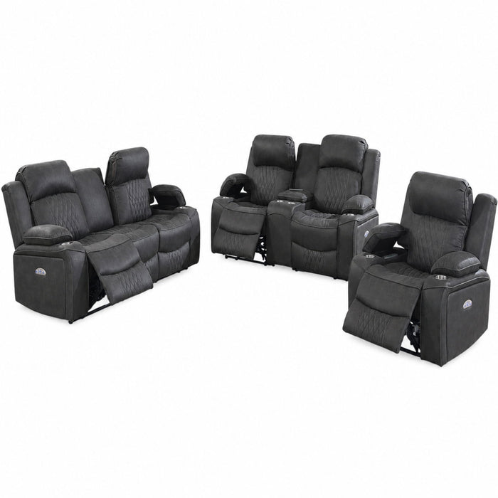 Power Motion Living Room Set With USB Port, Adjustable Headrest, Cup Holder