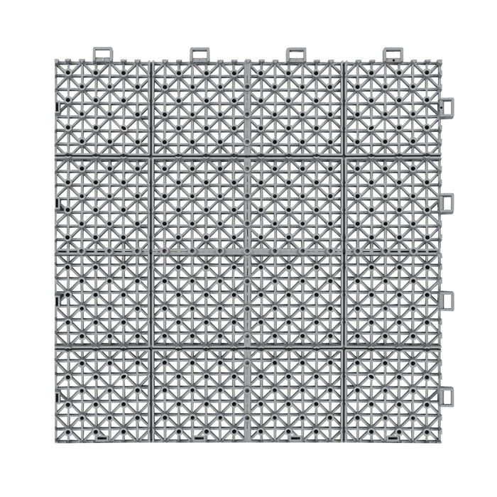 Interlocking Deck Tiles Plastic Waterproof Outdoor All Weather Anti-Slip Bathroom Shower Balcony Porch Strong Weight Capacity Upto 6613 Lbs, Rosette Pattern