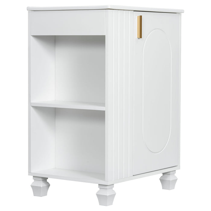 Classic Retro Bathroom Vanity With Sink, Door Shelf, Side Open Storage Frame