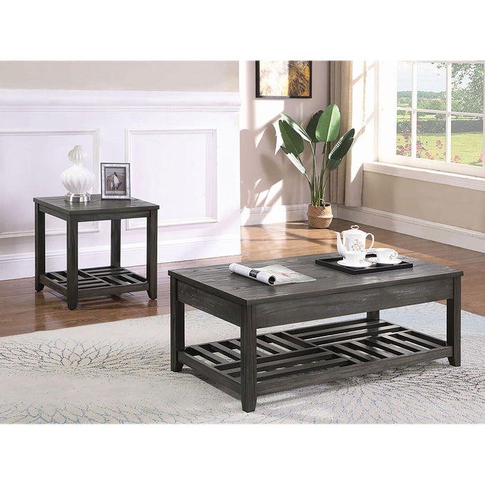 Lift Top Coffee Table With Geometric Bottom Shelf - Gray