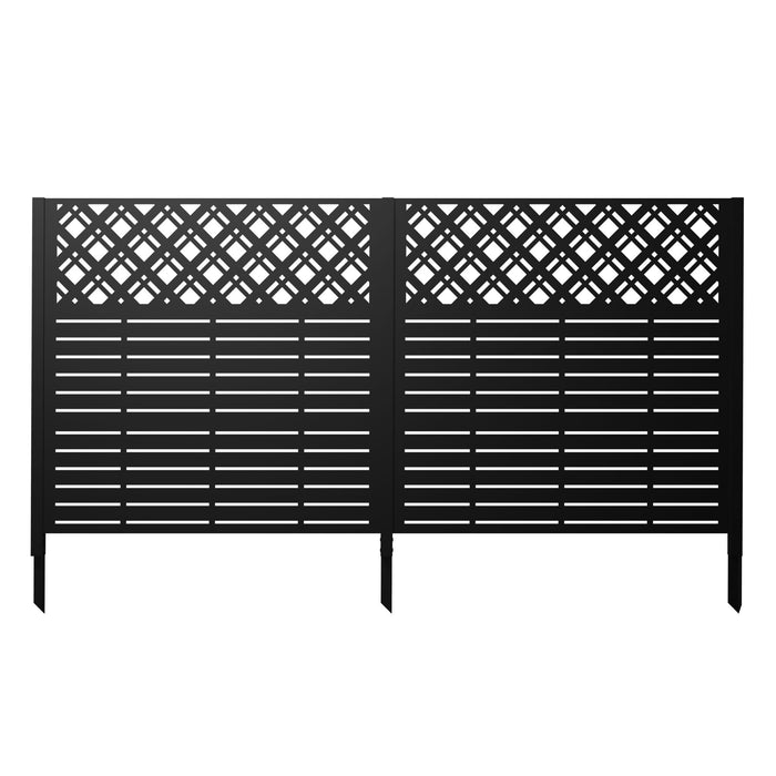2 Panels Privacy Screen Outdoor Privacy Panels, Trash Can Enclosure, Air Conditioner Fence - Black