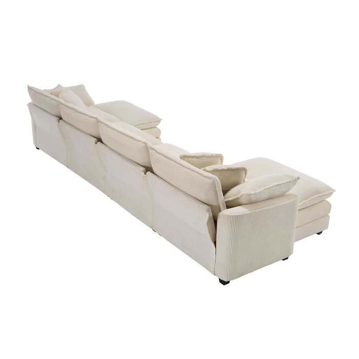 Modern Oversized Modular Cushion Sofa With Ottoman, Low Back, Deep Seating Sofa Set