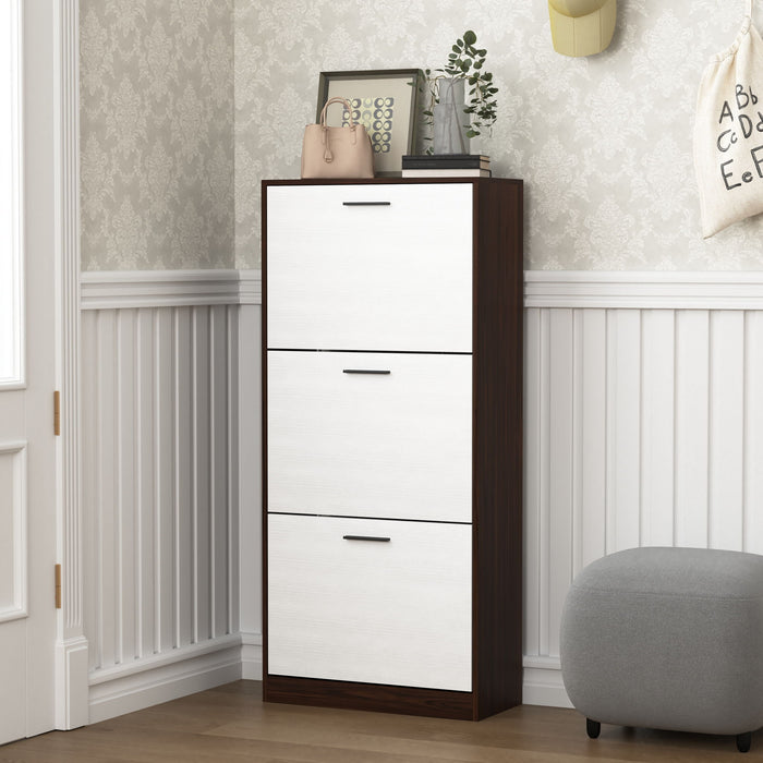 Modern Freestanding Shoe Storage Cabinet With 3 Flip Drawers