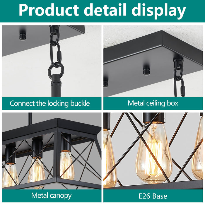 Chandelier Pendant Light For Dining Room Kitchen, 5 Light Fixture With Adjustable Height