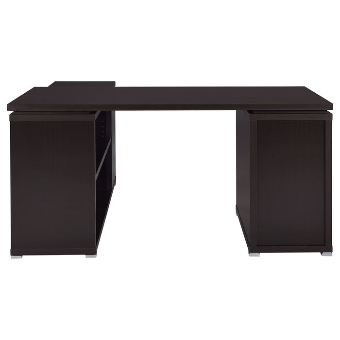 Transitional L Shape Computer Desk With Multiple Storage And Built In File Cabinet