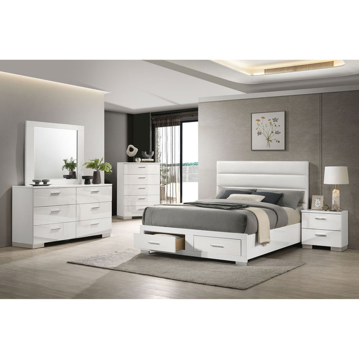Dulcey - Queen Storage Bed With Tufted Headboard - Gloss White