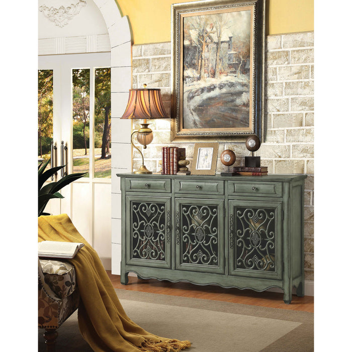 Naomi - 3 Drawer Scrollwork Accent Cabinet - Green