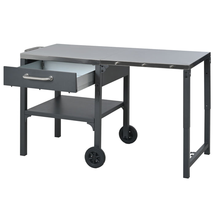 Foldable Outdoor Kitchen Cart With Storage For Patio