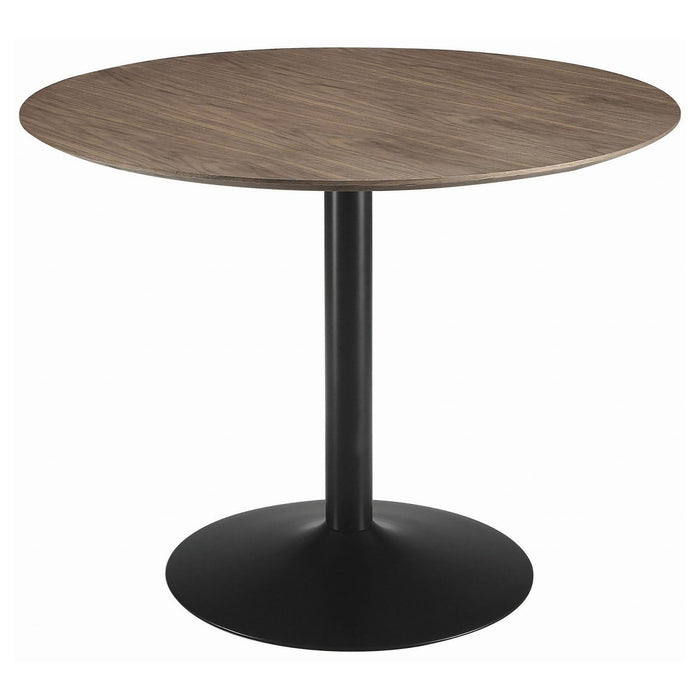 Round Dining Table With Pedestal Base - Warm Walnut