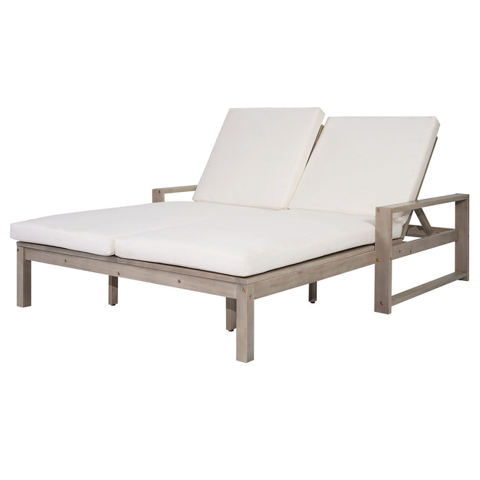 Outdoor Double Lounge Chair With 5 Position Adjustable Backrest