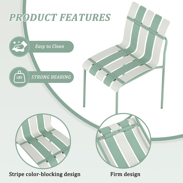 Single Chairs With Color Blocking Design (Set of 4) - Haze Green / White