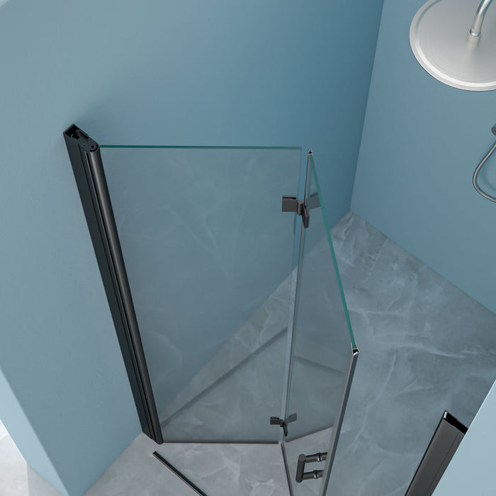 Fold Frameless Shower Door With Tempered Glass