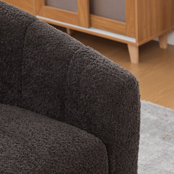 Swivel Upholstered Barrel Chair With Metal Base
