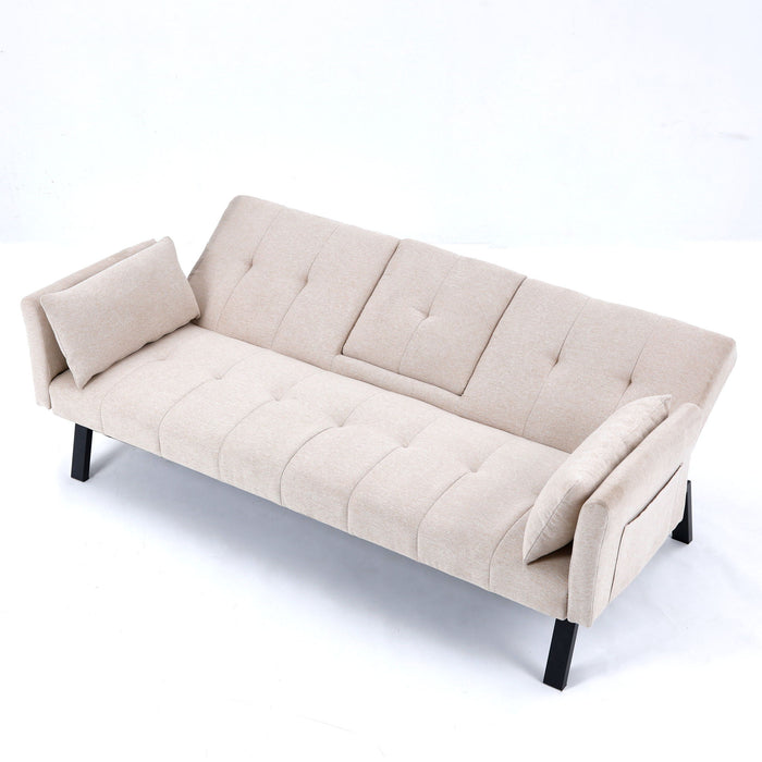 Sofa Bed With Foldable Design And Cup Holder