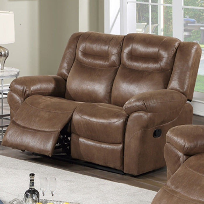 1 Piece Power Reclining Loveseat With USB Port, Fully Upholstered Pillow Arms And Headrest - Brown
