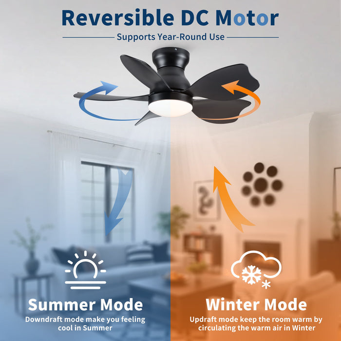Low Profile Flush Mount Ceiling Fan With Light