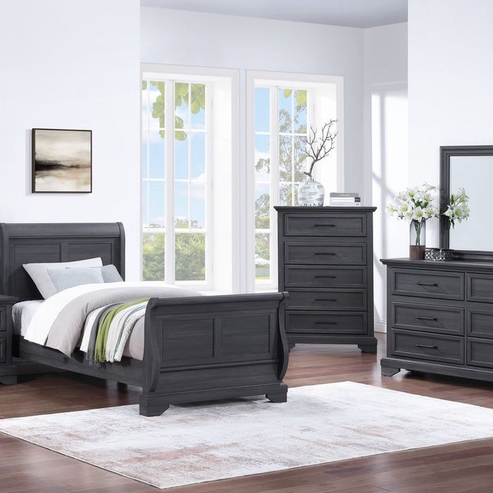 Colville - Twin Sleigh Bed - Charcoal