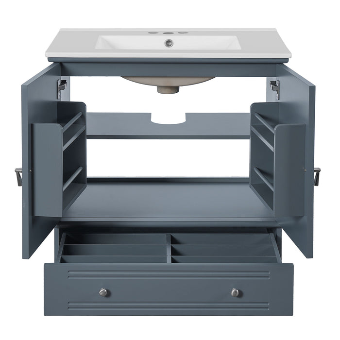 Bathroom Vanity With Sink, Cabinet With Adjustable Shelf And Drawer Divider