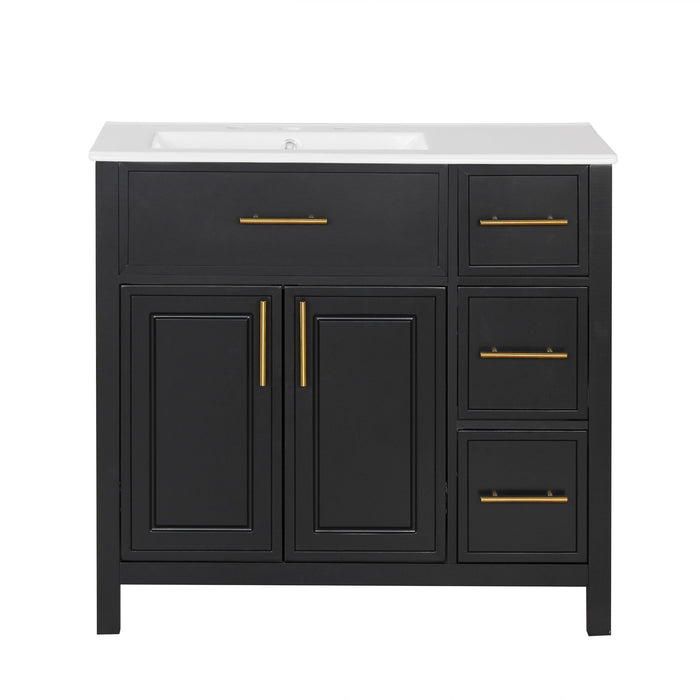 Modern Bathroom Vanity With Sink Top, 2 Doors And 3 Drawers
