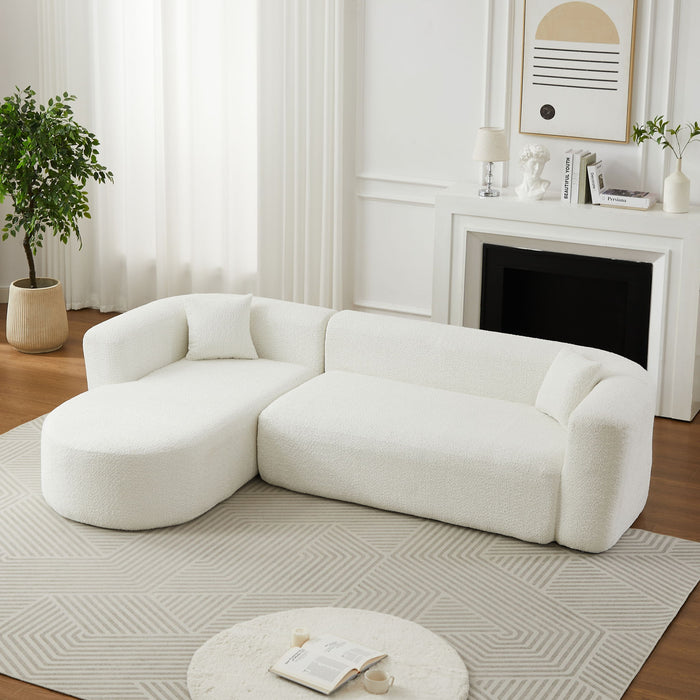 L - Shape Boneless Cloud Couch With 2 Throw Pillows For Living Room