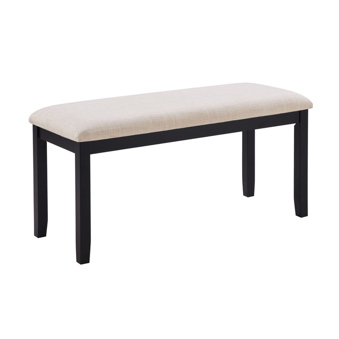 6 Piece Dining Table Set With Bench - Beige / Black / Oak