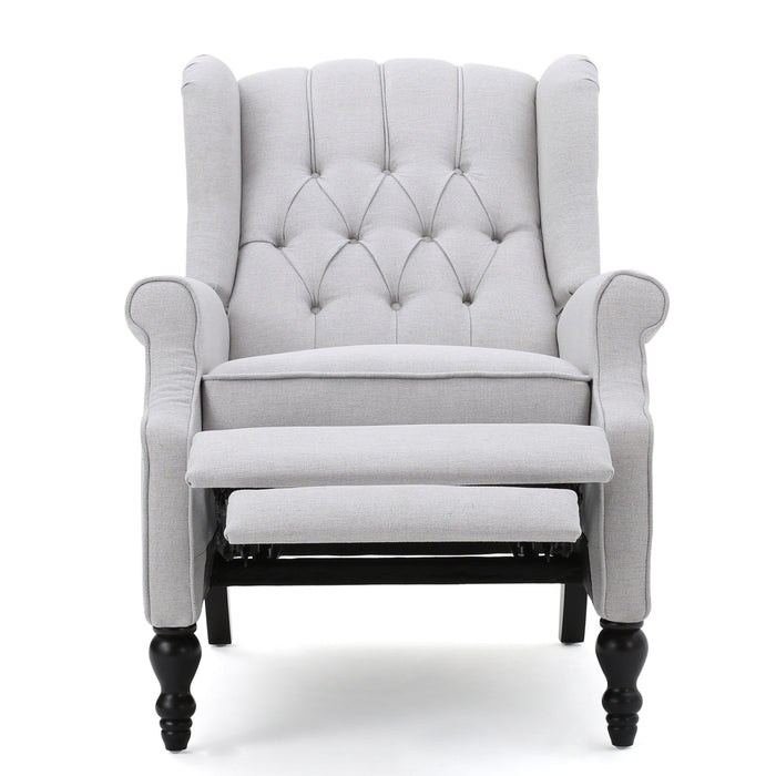 Armchair Recliner With Pushback Mechanism And Wingback Design