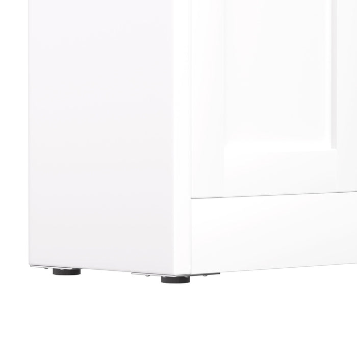 Bookcase Tall 5-Tier Adjustable Storage Shelf With Door Deep - White