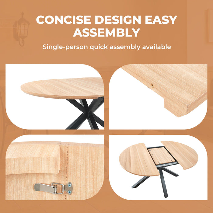 Extendable Round Dining Table - Oak