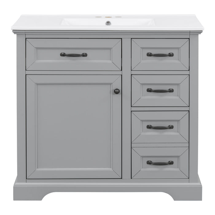 36" Bathroom Vanity With Sink, 2 Tip Out Drawers, Soft Close Hinges