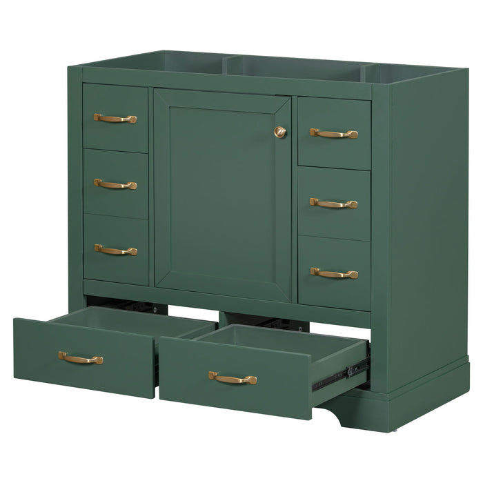 Modern Bathroom Vanity Base Only, 6 Drawer Storage With Adjustable Shelf