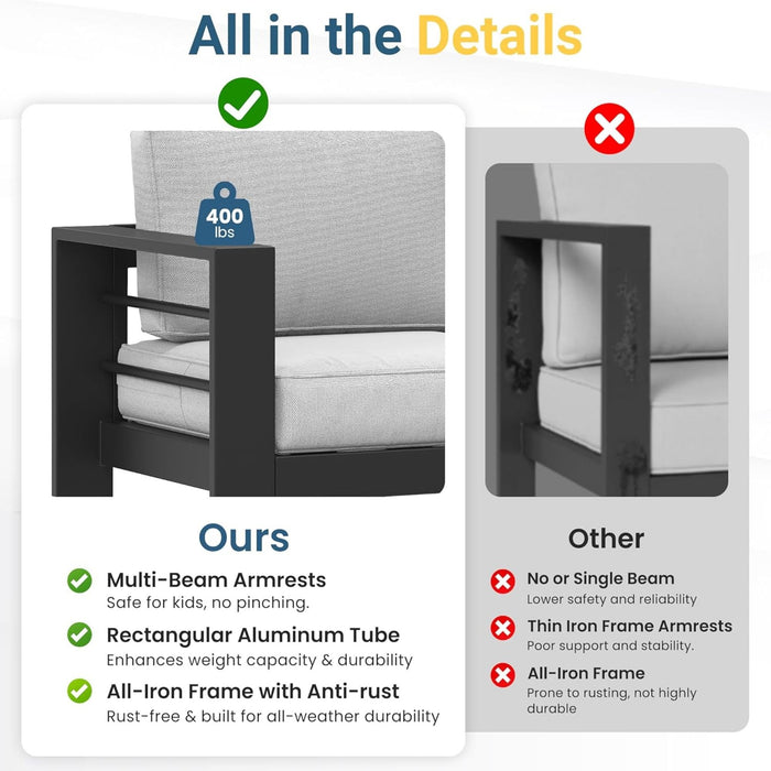 Outdoor Patio Set With All-Weather Thick Cushions