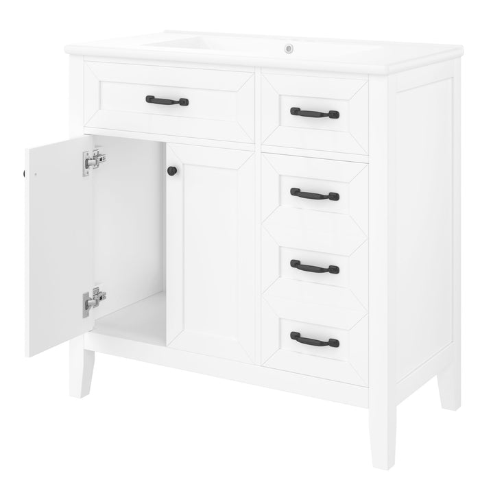 Modern Bathroom Vanity With Sink, Freestanding Design With Drawers And Doors