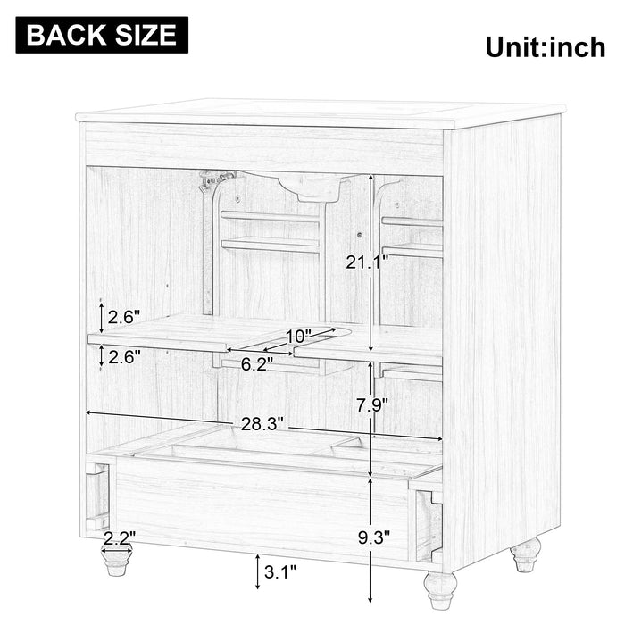 30" Bathroom Vanity With Sink, Cabinet With Doors And Drawer, Rectangular Shape - Natural
