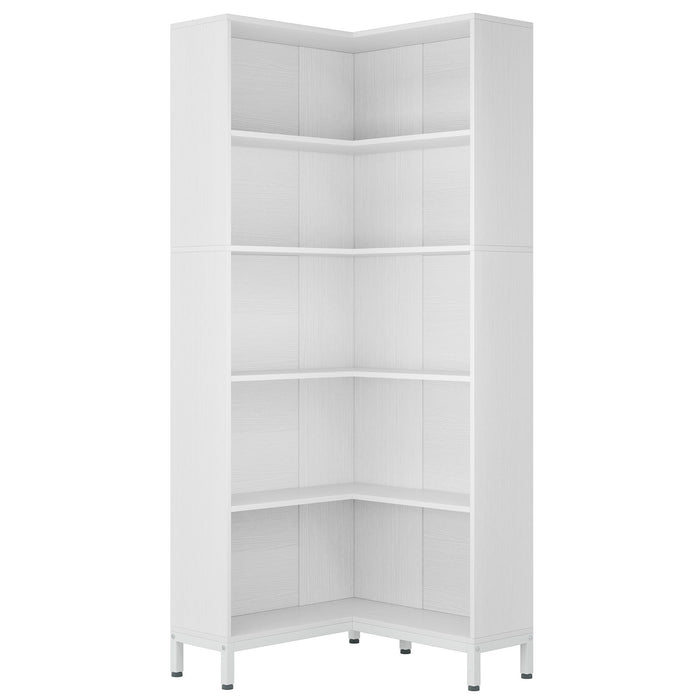 L-Shaped Bookcase, 5 Tier Freestanding Corner Bookshelf