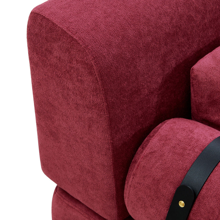 Modern Loveseat Sofa 2 Seater With USB Ports, Cylindrical Armrests