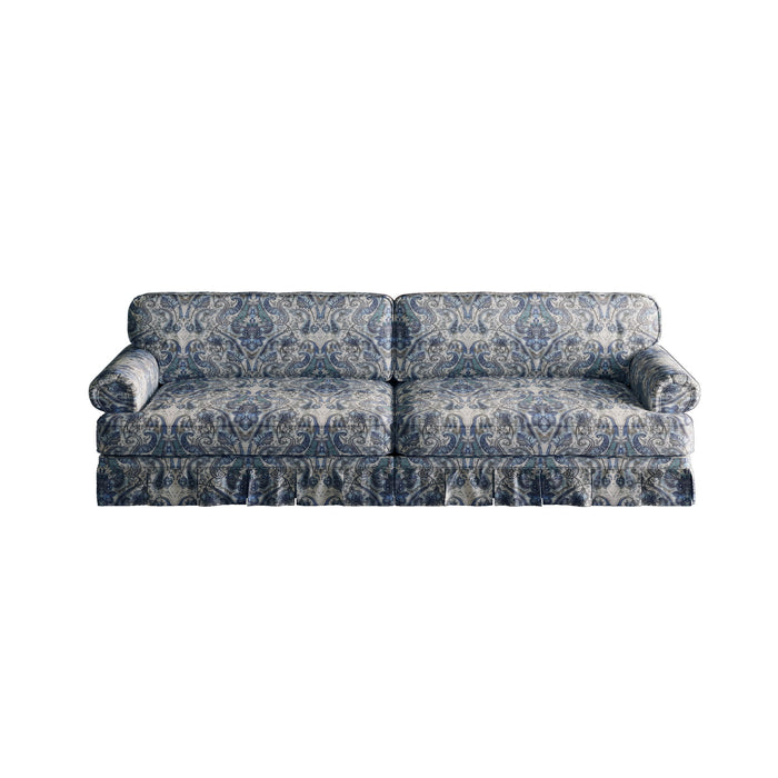 Luxuriously Comfortable Cloud Couch With Elegant Rolled Arms & Pleated Skirt Design