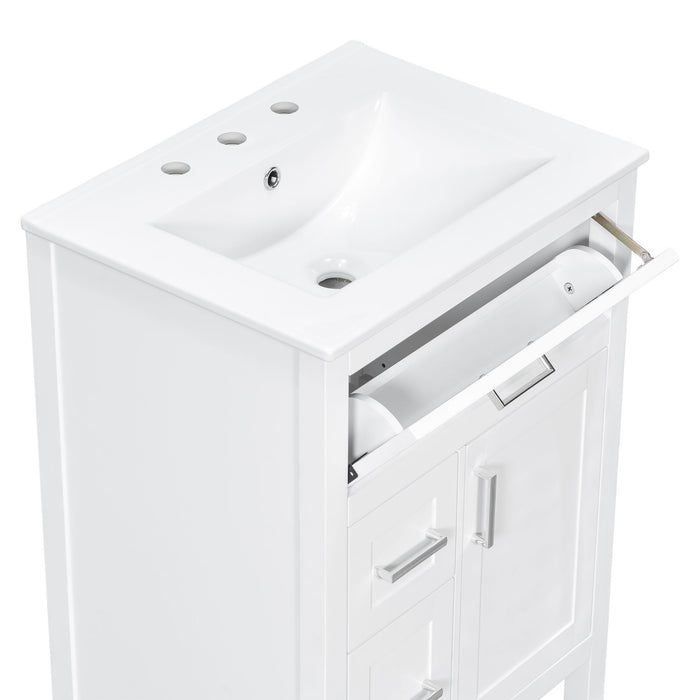 Modern Bathroom Vanity With Sink, Flip Drawer & 2 Drawers, Soft Close Hinges, Adjustable Shelf