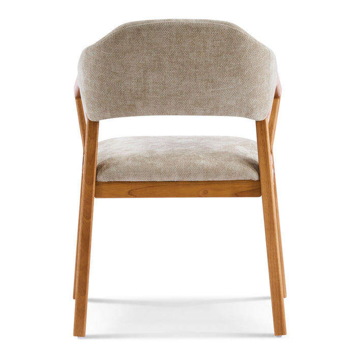 Indoor Upholstered Dining Chair (Set of 2) With Sturdy Frame And Ergonomic Curved Backrest - Oatmeal / Teak