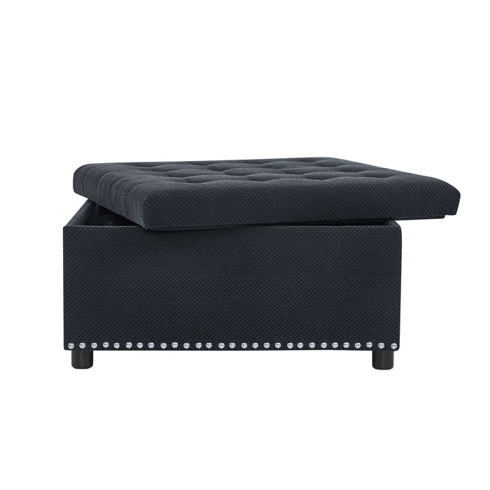 Square Tufted Storage Ottoman With Nailhead Trim