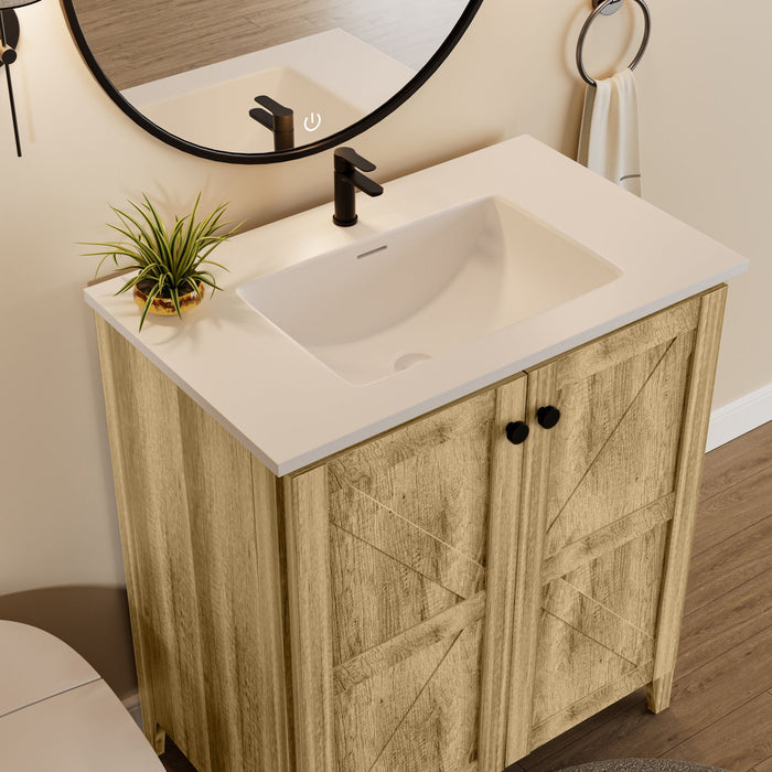 Folding Floor Cabinet With Ceramic Sink, Space Saving