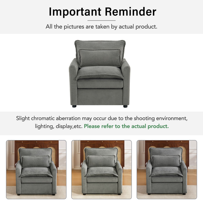 Modern Single Seat Accent Chair With Side Storage Pockets